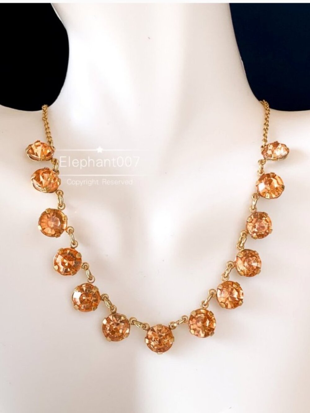 J.Crew Orange Crystal Statement Necklace Gold Tone Faceted Gem